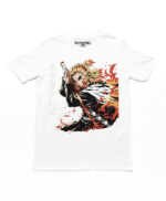 Playera Demon Slayer Rengoku Ataque 02 Blanca