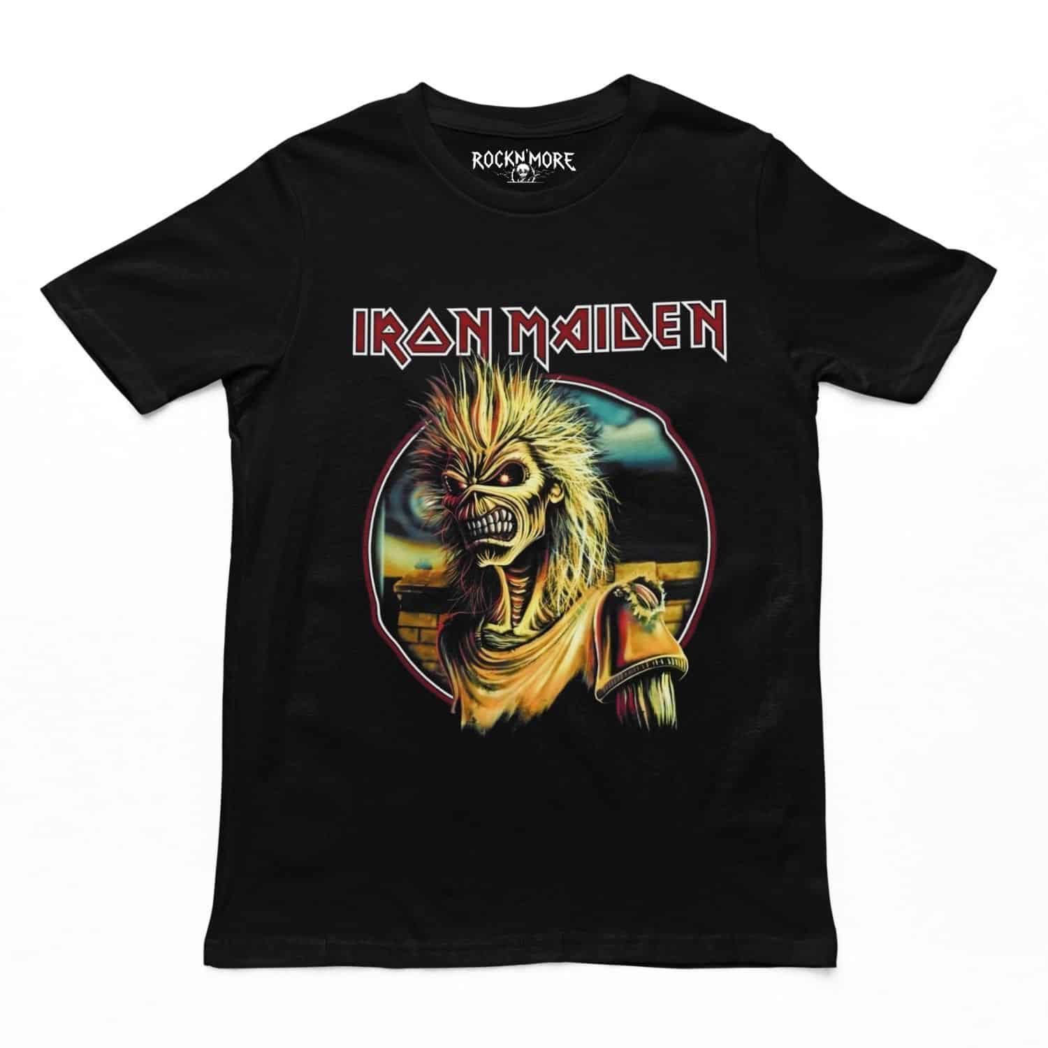 Iron Maiden Eddie Enojado Diseño Metálico Camiseta