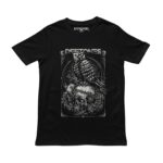 Playera negra con ilustración de búho sobre calavera con rosas y logo de Deftones