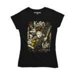 Playera negra corte dama de Korn con la ilustración del sencillo Politics