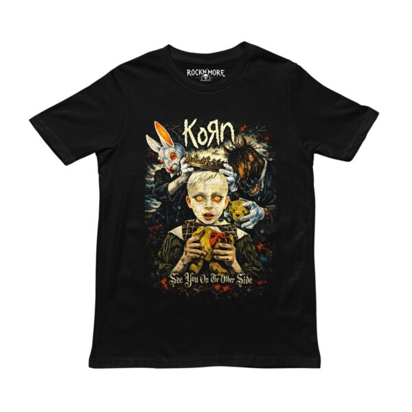 Playera Korn See You on the Other Side Niño Coronado - Playera negro Playera negra con ilustración de Korn See You on the Other Side y niño coronado