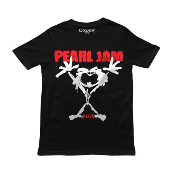 Playera negra con diseño de Pearl Jam, vista frontal