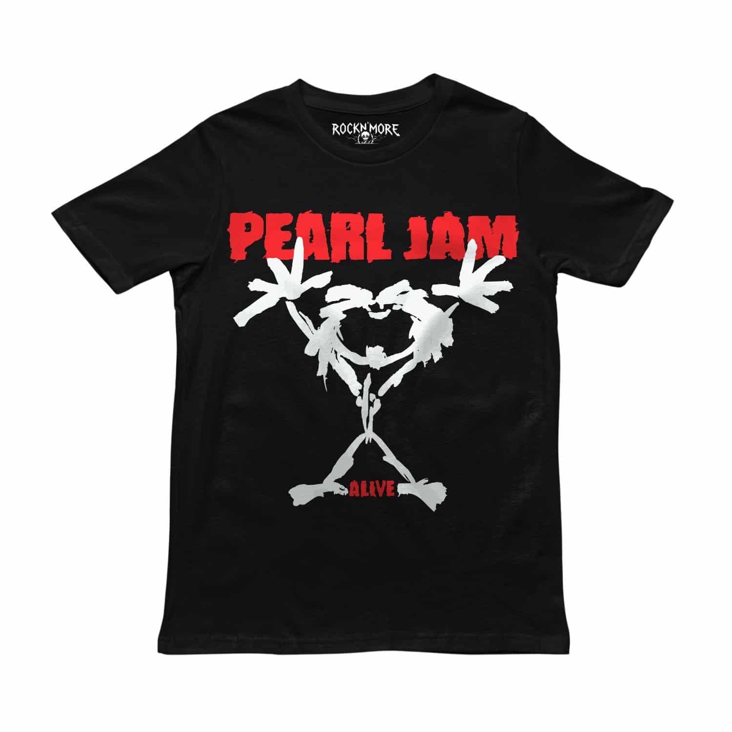 Playera negra con diseño de Pearl Jam, vista frontal