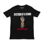 Playera negra con diseño de System of a Down, vista frontal