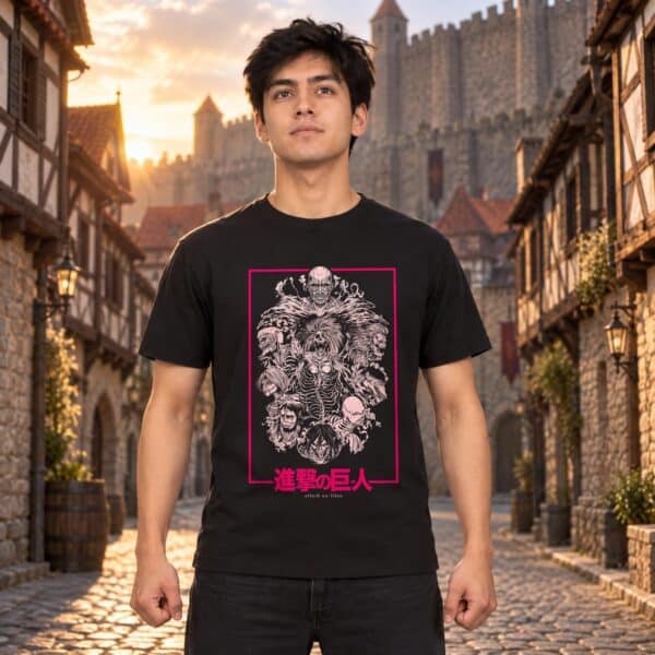 Modelo con playera negra de 6 en ciudad amurallada modelo 1