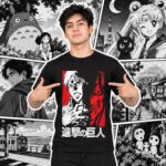 Modelo con playera negra de 1 en manga japonés