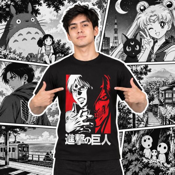 Modelo con playera negra de 1 en manga japonés