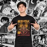 Modelo con playera negra de 17 en manga japonés