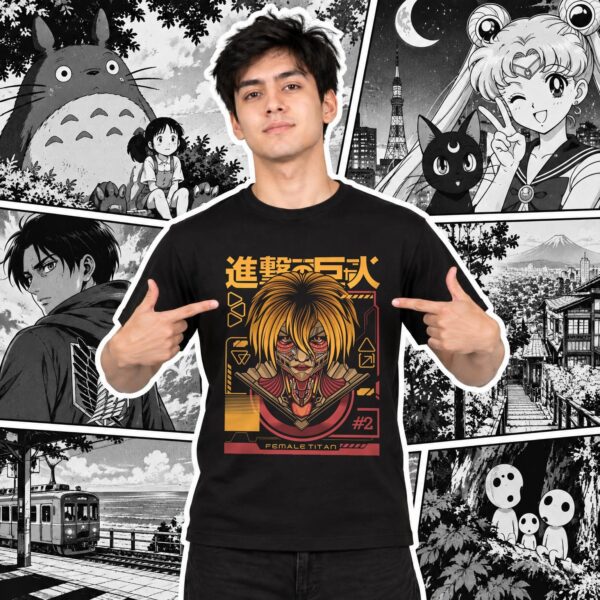 Modelo con playera negra de 17 en manga japonés