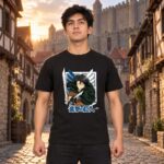 Modelo con playera negra de 8 en ciudad amurallada modelo 1