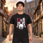 Modelo con playera negra de 9 en ciudad amurallada modelo 1