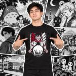 Modelo con playera negra de 9 en manga japonés