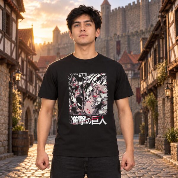 Modelo con playera negra de 2 en ciudad amurallada modelo 1