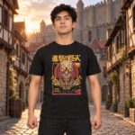 Modelo con playera negra de 7 en ciudad amurallada modelo 1