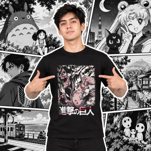 Modelo con playera negra de 2 en manga japonés