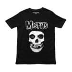 Playera negra con el logo de Misfits y la calavera Crimson Ghost estampada en blanco al frente