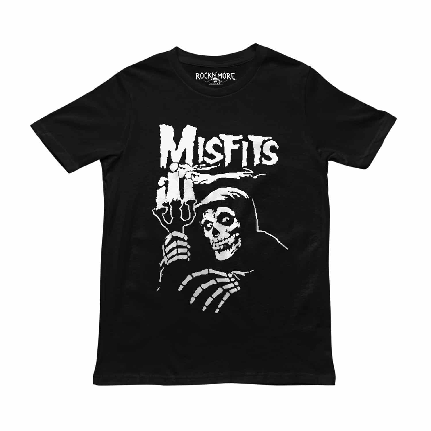 Playera negra con el Crimson Ghost de Misfits y el logo de la banda en blanco