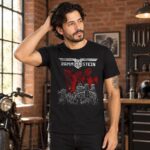 Modelo con playera negra de 3 en taller de ladrillo